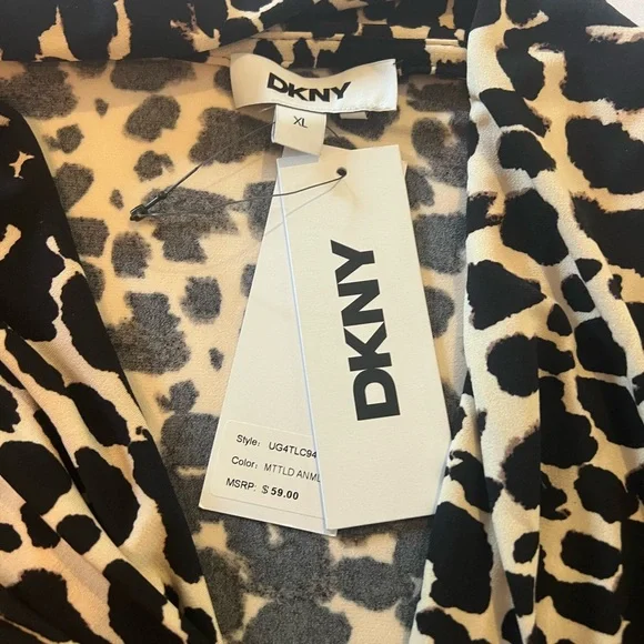 DKNY Animal Print Long Sleeve Blouse - Picture 2 of 2